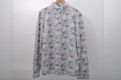 中古 メンズ キャロウェイ Callaway 長袖ポロシャツ L 白×緑 ボタンダウン 春秋 ボタニカル柄