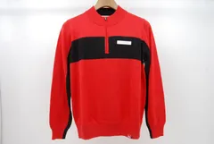 中古 レディース ジュン＆ロペ JUN&ROPE ニットアウター L レッド×ブラック  赤× 黒  長袖ハーフジップニット  薄手