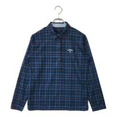 中古 レディース キャロウェイ Callaway 長袖ポロシャツ LL 紺×青 ネイビー×ブルー チェック柄