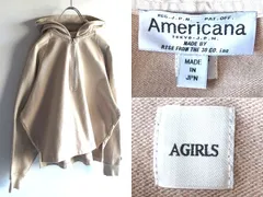 FLAG SHOP限定 AMERICANA × エイガールズ AGIRLS アメリカーナ 裏毛 ハーフジップ プルオーバー パーカー FREE ベージュ 日本製