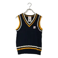 中古 レディース ジュン＆ロペ JUN&ROPE ベスト M 紺 ネイビー Vネックニット ケーブル編み  麻混