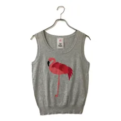 中古 レディース ジュン＆ロペ JUN&ROPE ベスト M グレー×ピンク Vネックニット 春秋 フラミンゴ