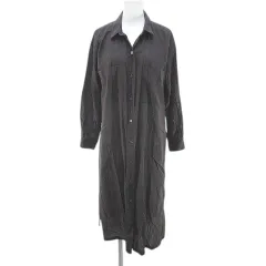 シップス SHIPS 長袖 膝丈 シャツワンピース ワンピース 茶系 ブラウン スリット シースルー 透け感 胸ポケット 無地