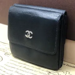 シャネル 財布 Wホック 革 黒 ココマーク 札入れ カード FZ10