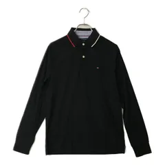 中古 メンズ トミーヒルフィガーゴルフ TOMMY HILFIGER GOLF 長袖ポロシャツ M 黒 ブラック シンプル