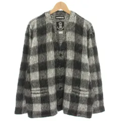 モニタリー monitaly シャギーニットカーディガン Vネック 長袖 チェック柄 M グレー 黒 ブラック 112846 /YT