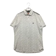 中古 メンズ キャロウェイ Callaway 半袖ポロシャツ L 白×紺 ホワイト×ネイビー ストレッチ 総柄