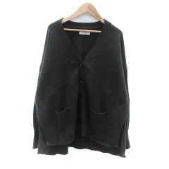 アダムエロペ Adam et Rope' ニットカーディガン Vネック ミドル丈 無地 F カーキ /HO34