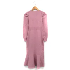 セゾンドパピヨン SAISON DE PAPILLON ニット ワンピース ロング 長袖 ピンク /KT15