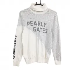 パーリーゲイツ タートルネックセーター 白系×黒 一部ドット調 ロゴ ニット メンズ 4(M) ゴルフウェア 2024年モデル PEARLY GATES