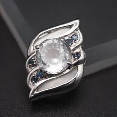 M231 ダイヤモンド風 サファイア? ブルースピネル? 925刻印 ペンダント トップ シェル デザイン シルバー チャーム ヘッド