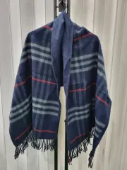 ELLE ネイビー チェック 柄マフラー