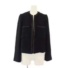 ボールジー BALLSEY トゥモローランド ツイストループツイードノーカラージャケット アウター ショート丈 ワンカラー 34 紺 ネイビー 11-07-31-07001 /BB