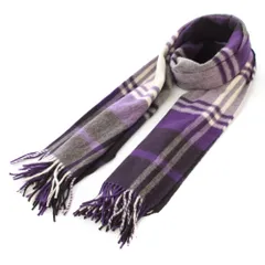 ジョシュアエリス JOSHUA ELLIS マフラー フリンジ チェック柄 ウール アンゴラ混 紫 パープル /BB