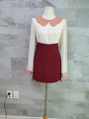 (新品)春 秋 ワイン色 スカート Sサイズ