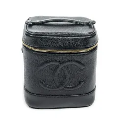 [中古] CHANEL シャネルCC タル バニティ ケース黒キャビアレザーA
