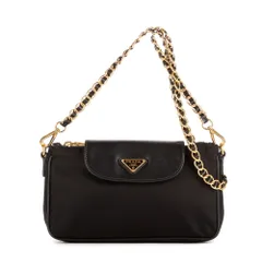 [中古] PRADA プラダチェーンショルダー黒ナイロンキャンバスA