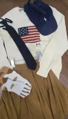 ポロラルフローレン 星条旗 ガールズ ニット + ポロ キャップ 帽子 ギークナード コーデ