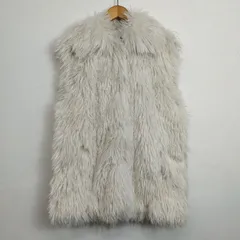 ZARA ザラ ホワイト ファー ロング ベスト ノースリーブ 襟 レイヤード ホワイト系 S B191