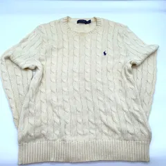 【Y-3】Polo Ralph Lauren ポロラルフローレン　ケーブルニットセーター　ホワイト　Sサイズ　古着