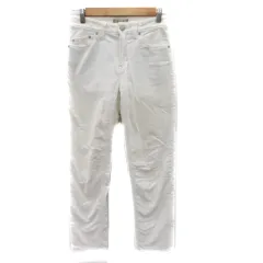 ヤヌーク YANUK テーパードパンツ コーデュロイパンツ アンクル丈 無地 24 白 ホワイト /YK10