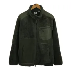 ユニクロ UNIQLO ENGINEERED GARMENTS ジャケット ブルゾン フリース ジップアップ スタンドカラー コラボ ボア 無地 切替 長袖 Ｌ 緑 グリーン