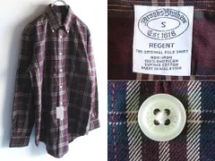 新品タグ付 Brooks Brothers ブルックスブラザーズ REGENT スーピマコットン チェックシャツ BDシャツ S バーガンディ
