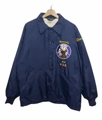 80s USA製 SPORTMASTER スポーツマスター ナイロンボア コーチジャケット ワッペン刺繍 ネイビー