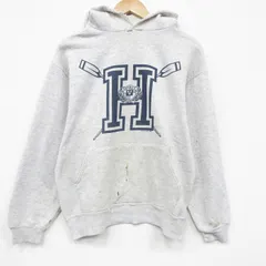 L/古着 ラッセル 長袖 スウェット パーカー メンズ 90年代 90s H USA製 薄グレー 霜降り 25dec17