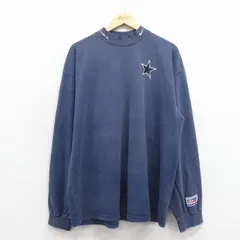 XL/古着 ナイキ NIKE 長袖 ビンテージ Tシャツ メンズ 90年代 90s NFL ダラスカウボーイズ 大きいサイズ コットン モックネック ハイネック USA製 紺 アメフト スーパーボウル【spe】 25dec17