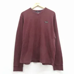 XL/古着 アバクロンビー 長袖 Tシャツ メンズ ワンポイントロゴ コットン Vネック エンジ 25dec17