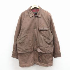 XL/古着 バナナリパブリック 長袖 レザー ハンティング ジャケット メンズ 00年代 00s 大きいサイズ ロング丈 茶 25dec17