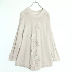 【美品！】ピンクハウス★リボンモチーフがいっぱいで可愛い♪透かし編みニットチュニック ライトベージュ系 z17694