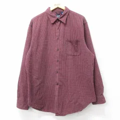 XL/古着 ギャップ GAP 長袖 ブランド シャツ メンズ 00年代 00s 大きいサイズ ロング丈 コットン エンジ他 チェック 25dec17