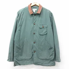 XL/古着 バナナリパブリック 長袖 ハンティング ジャケット メンズ 90年代 90s 襟レザー コットン 緑他 内側フランネル 25dec17
