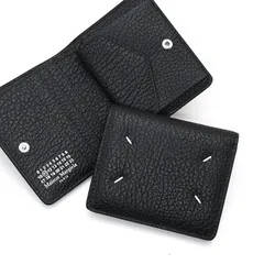 MAISON MARGIELA メゾン マルジェラ 財布 2つ折り財布 コンパクト レザー メンズ S56UI0140 P4455 ブラック ミニ財布 ステッチ ミニ財布