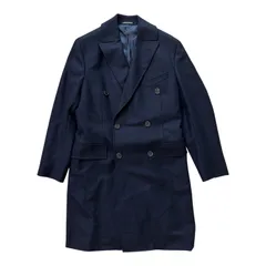  PRATO DELLA VALLE プラトデッラヴァッレ ダブルブレスト チェスターコート ネイビー イタリア製 ウール100％ メンズ 48R【Z1763】