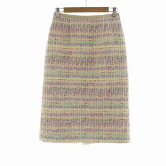 アナトリエ ANATELIER ツイードタイトスカート 裾フリル チュール ミモレ ロング バックセンタースリット 38 M マルチカラー /NQ