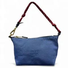 miumiu ミュウミュウ スピリット リナイロン ロゴ ハンドバッグ ショルダーバッグ 5NE841 キャンバス レザー ナイロン ネイビー レッド ポーチ RE-NYLON リナイロン Bランク 中古 鑑定済ミュウミュウバッグ【1/28価格改定】