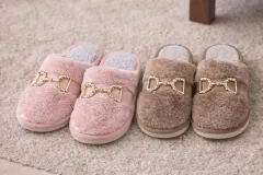 ファー スリッパ ファー室内シューズ ピンク/ブラウン