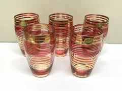 【中古】チェコスロバギア製　ボヘミアングラス　5点セット