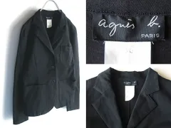 希少 90s-00sビンテージ agnes b. アニエスベー コットン 3Bテーラードジャケット ブレザー 36 黒 ブラック 日本製