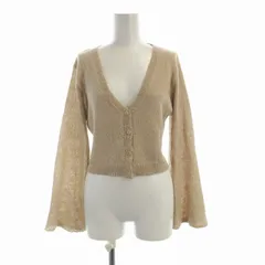 アーバンリサーチ URBAN RESEARCH ITEMS 24SS クロップドニットカーディガン ショート ラメ 長袖 F ベージュ IT44-22A017 /RO