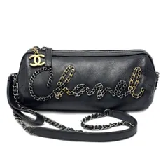 【中古】 シャネル レディース バッグ チェーンショルダー 2WAY ロゴチェーン ブラック シルバー ゴールド ラムスキン AS1779