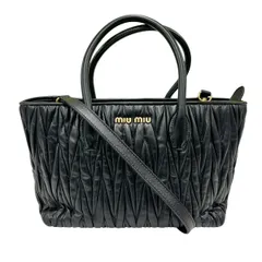 miumiu 希少 美品 ミュウミュウ マテラッセ 5BG163 2way トートバッグ ショルダーバッグ レザー ブラック クロスボディ ハンドバッグ ギャザー ABランク 中古 鑑定済 ミュウミュウバッグ【1/28価格改定】