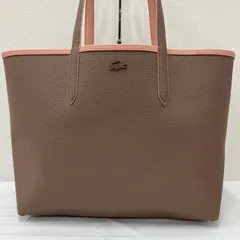 Y9013　LACOSTE　ラコステ　トートバッグ　リバーシブル　アンナ　ANNA　ピンク　ピンクベージュ　ベージュ　レディース　シンプル　きれいめ　カジュアル　無地　大きめ　大容量
