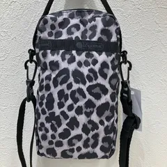 9133　良品　LeSportsac　レスポートサック　 ハンドバッグ　2way　ショルダーバッグ　 レオパード　ヒョウ柄　グレー×ブラック系　 ミニフォンクロスボディ　ニュートラルレオパード　 MINI PHONE CROSSBODY　レディース