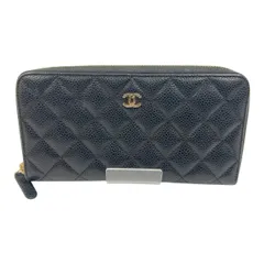 〇〇CHANEL シャネル ココマーク キャビアスキン マトラッセ ラウンドファスナー長財布 ブラック