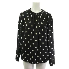ボールジー BALLSEY トゥモローランド ドット柄 ブラウス 長袖 タック 黒 ブラック 36
