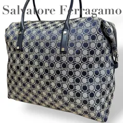 ☆★ Salvatore Ferragamo　サルヴァトーレフェラガモ ★トートバッグ　ガンチーニ　大容量　ラージ　大きいサイズ　A4収納可　総柄　ロゴ　保存袋　レザー　キャンバス★♯2213